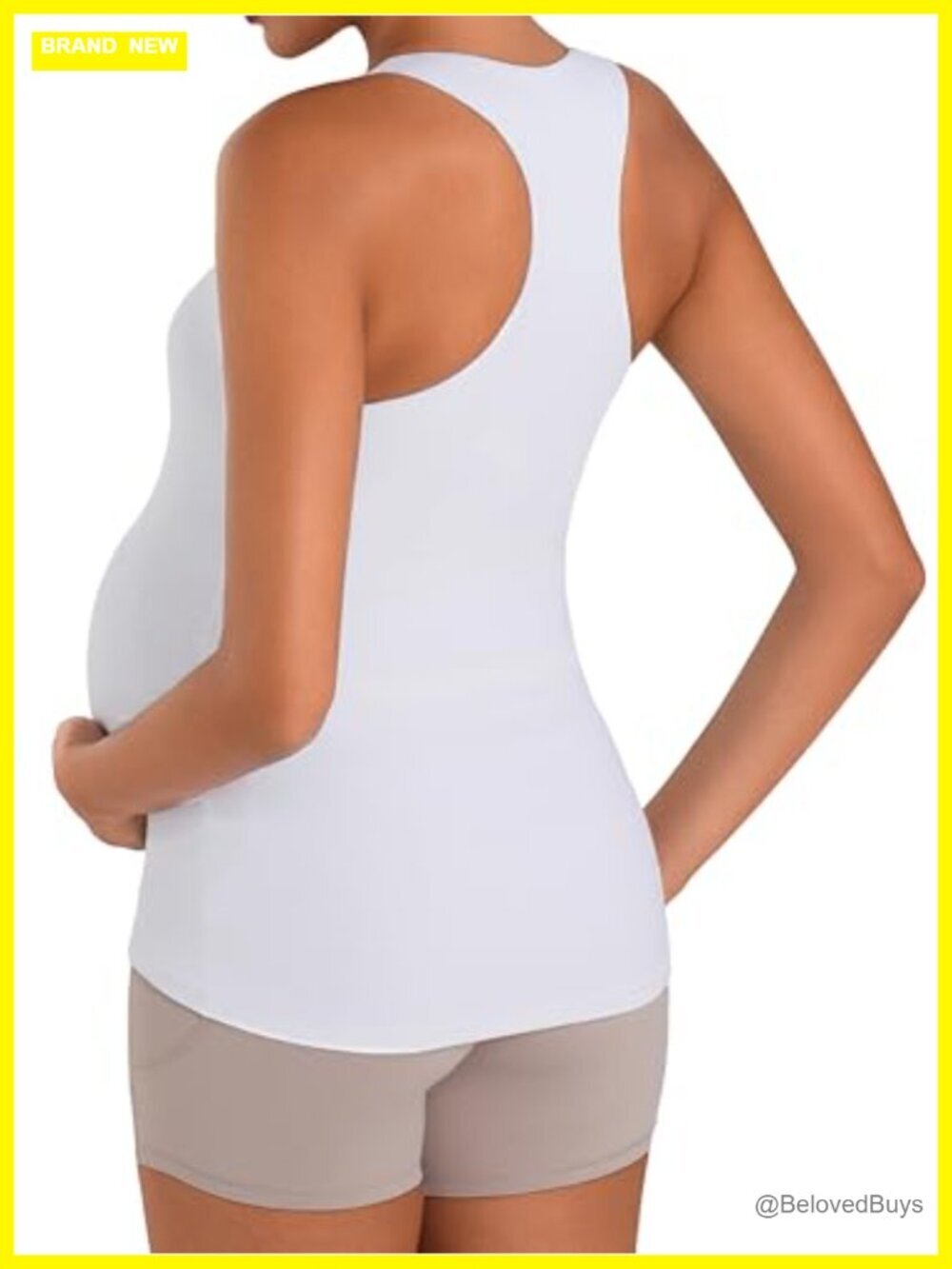 Maternity Tank Top with Built in Bra Sleeveless Racerback Cami - Picture 4 of 6